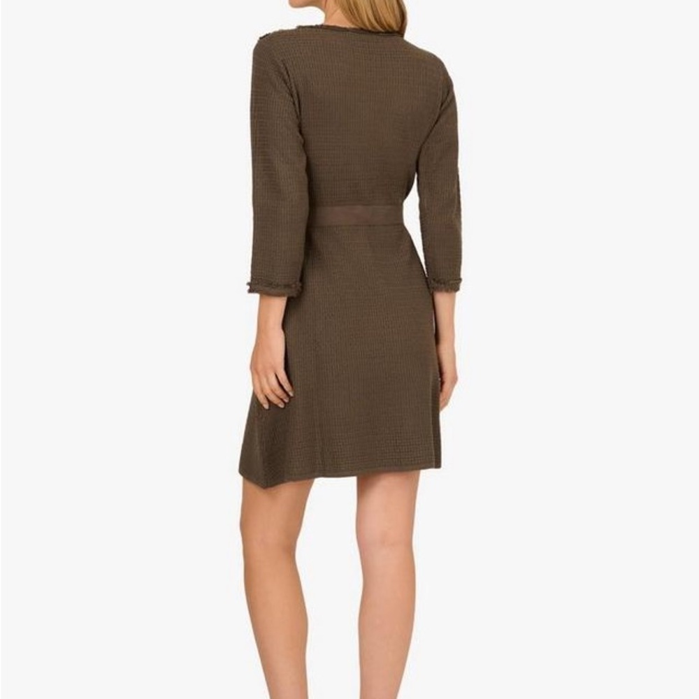 NWT Adrianna Papell Dress Women Waffle Knit Three Quarter Sleeve Fatigue, size M - Picture 5 of 11